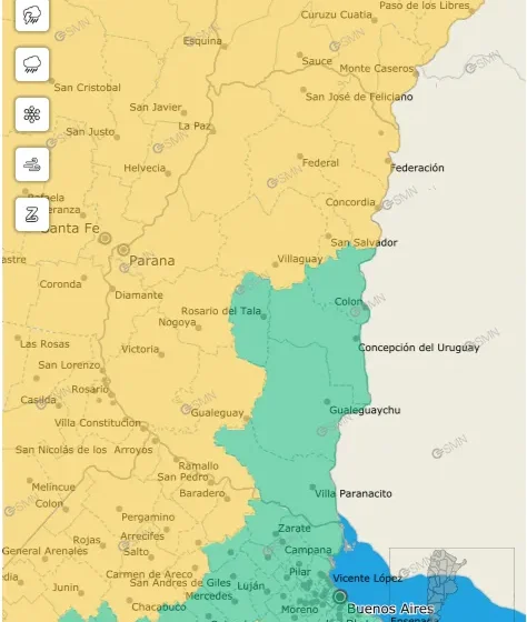  Tiempo en Entre Ríos: Hay alerta amarillo por tormentas en gran parte de la provincia