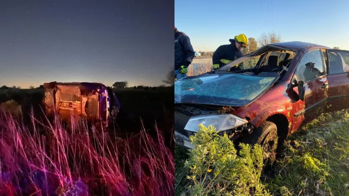  Ruta 11 dramático: Rescatan a un joven atrapado tras un vuelco en Aldea Brasilera