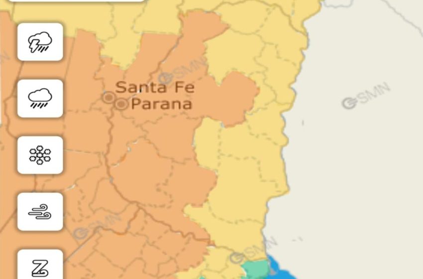  Emitieron alerta naranja y amarilla por lluvias y tormentas para toda la provincia