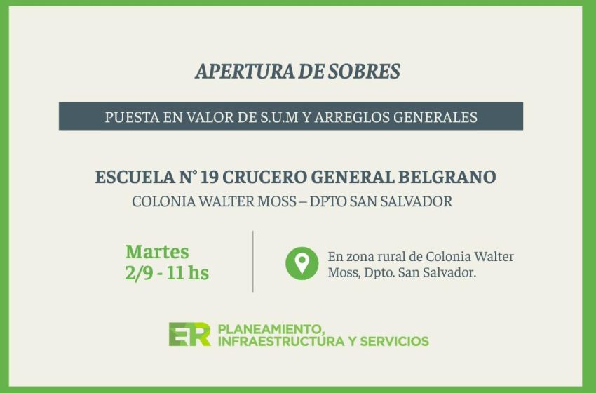  La provincia concretará obras de infraestructura escolar en San Salvador