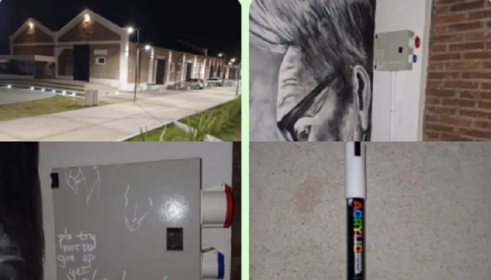  Atraparon a tres jóvenes por hacer grafitis en el Centro Cultural Juan L. Ortiz