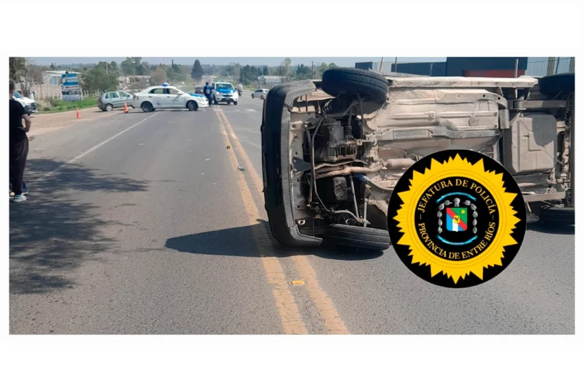  Por un desperfecto mecánico, volcó un vehículo sobre Ruta 12, en San Benito